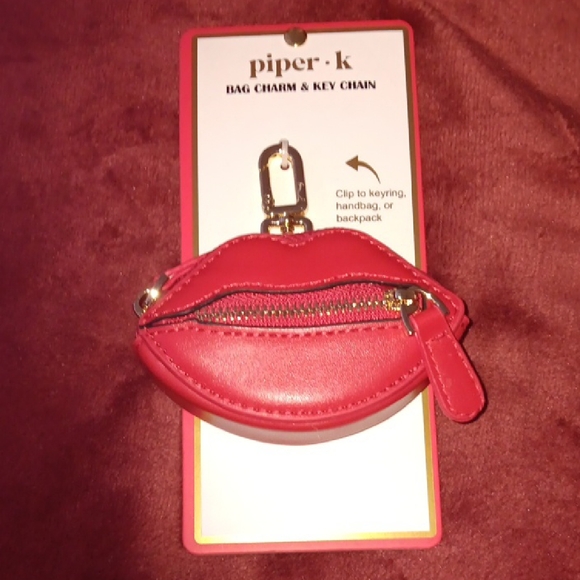 Piper Red Lips Bag Charm and Key Chain - Picture 1 of 7